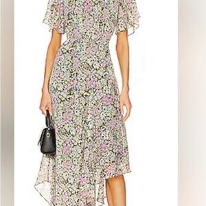 Astr High Low Floral Dress - Pink and White